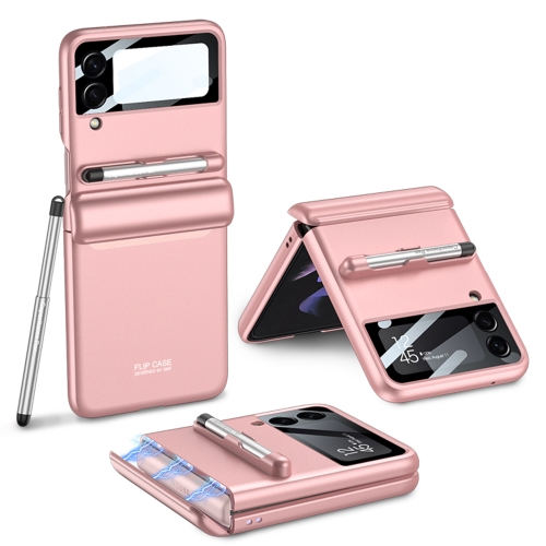 

For Samsung Galaxy Z Flip4 GKK Magnetic Full Coverage Phone Flip Case with Pen(Pink)