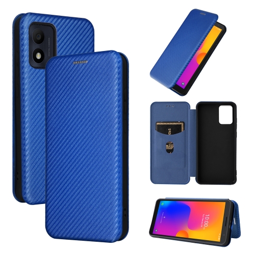 For Alcatel 1B 2022 Carbon Fiber Texture Flip Leather Phone Case(Blue)