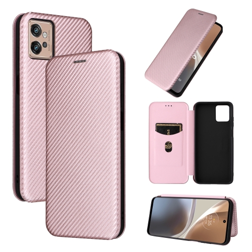 

For Motorola Moto G32 Carbon Fiber Texture Flip Leather Phone Case(Pink)