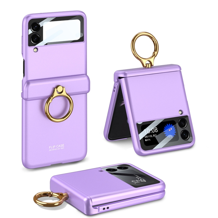 

For Samsung Galaxy Z Flip4 GKK Magnetic Hinged Flip Case with Ring Holder(Purple)