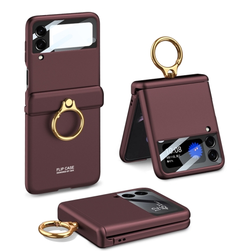 

For Samsung Galaxy Z Flip4 GKK Magnetic Hinged Flip Case with Ring Holder(Dark Red)