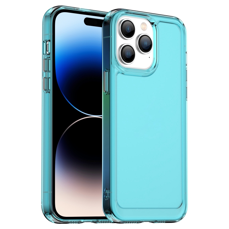 

For iPhone 14 Pro Candy Series TPU Phone Case(Transparent Blue)