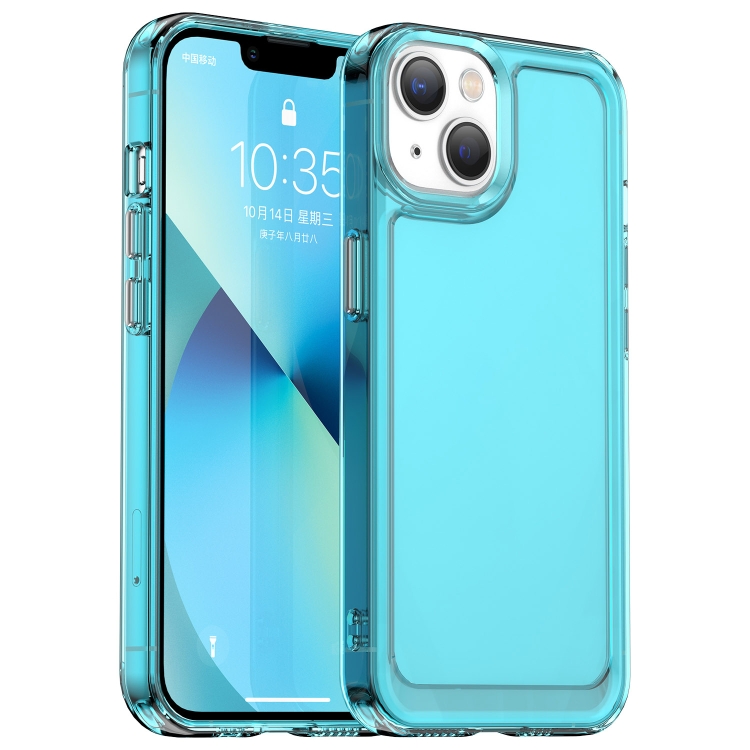 

For iPhone 14 Candy Series TPU Phone Case (Transparent Blue)