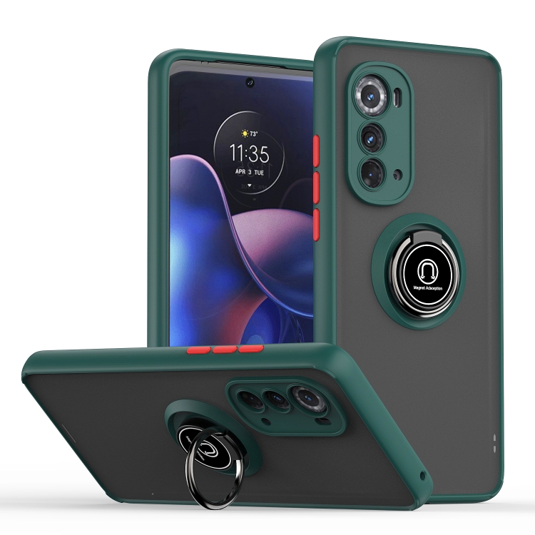 

For Motorola Edge 2022 Q Shadow 1 Series TPU + PC Phone Case with Ring Holder(Dark Green)