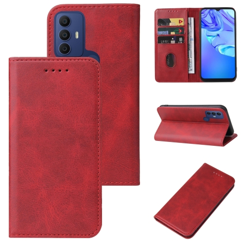 

For Sharp Aquos V6 / V6 Plus / TCL 305 / 30 SE / 306 Magnetic Closure Leather Phone Case(Red)