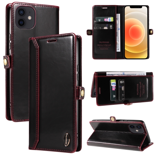 

GQUTROBE RFID Blocking Oil Wax Leather Case For iPhone 12 mini(Red)