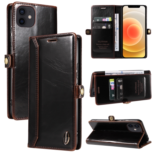 

For iPhone 12 / 12 Pro GQUTROBE RFID Blocking Oil Wax Leather Case(Brown)