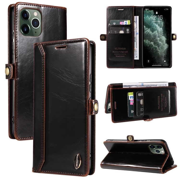 

GQUTROBE RFID Blocking Oil Wax Leather Case For iPhone 11 Pro(Brown)