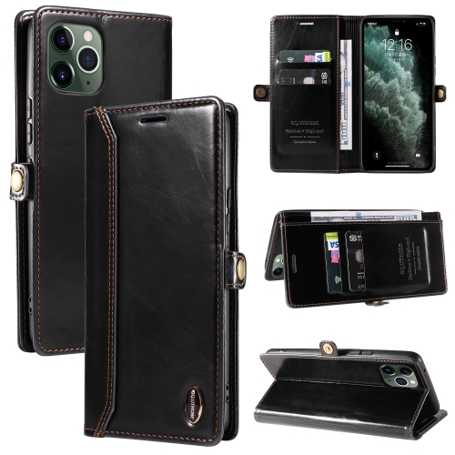 

GQUTROBE RFID Blocking Oil Wax Leather Case For iPhone 11 Pro Max(Black)