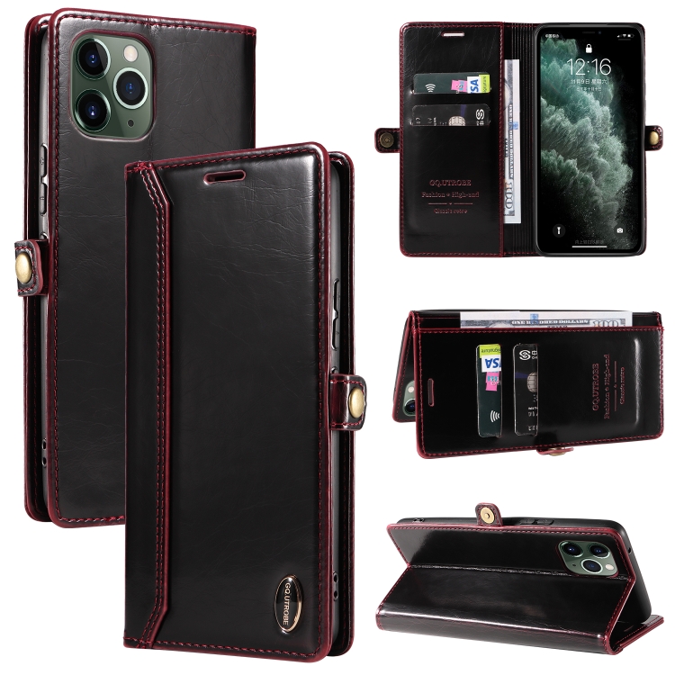 

GQUTROBE RFID Blocking Oil Wax Leather Case For iPhone 11 Pro Max(Red)
