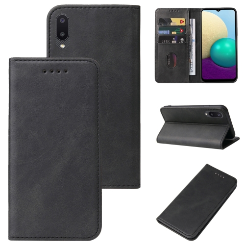 

For Samsung Galaxy A02 / M02 Magnetic Closure Leather Phone Case(Black)