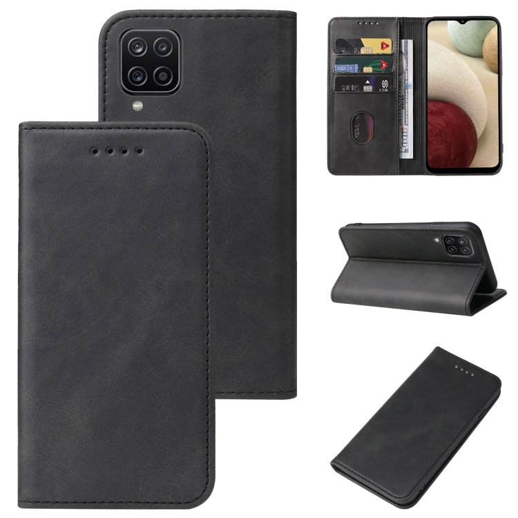 

For Samsung Galaxy A12 5G Magnetic Closure Leather Phone Case(Black)