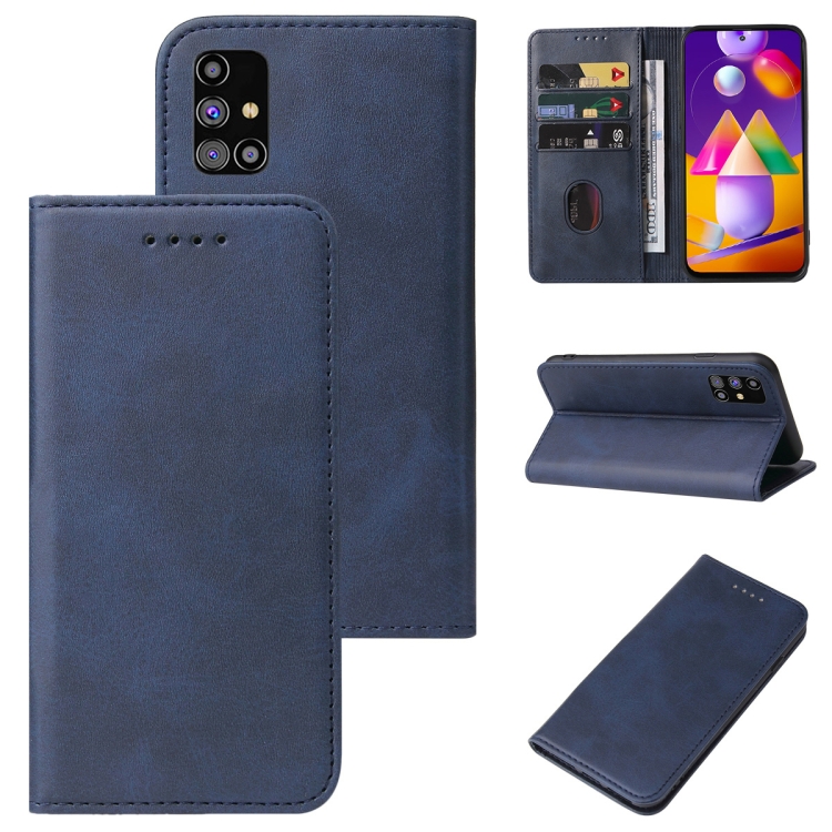 

For Samsung Galaxy M31s Magnetic Closure Leather Phone Case(Blue)