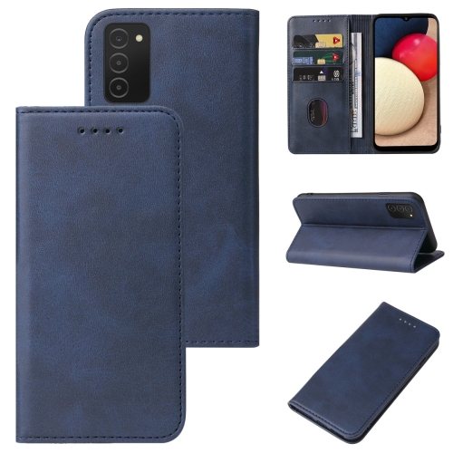 

For Samsung Galaxy A02s US / M02s / A03s 164mm Magnetic Closure Leather Phone Case(Blue)