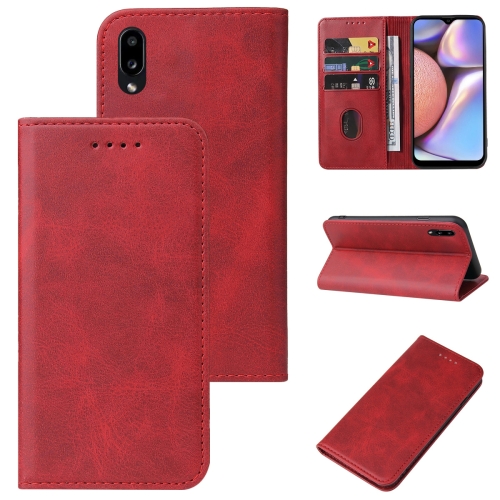 

For Samsung Galaxy A10s / M01s Magnetic Closure Leather Phone Case(Red)