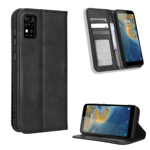 

For ZTE Avid 589 Z5158 Magnetic Buckle Retro Texture Leather Phone Case(Black)