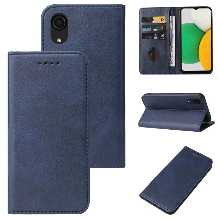 

For Samsung Galaxy A03 Core Magnetic Closure Leather Phone Case(Blue)