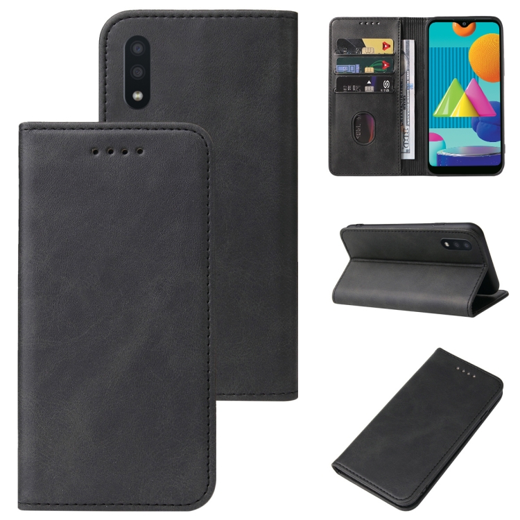 

For Samsung Galaxy M01 Magnetic Closure Leather Phone Case(Black)