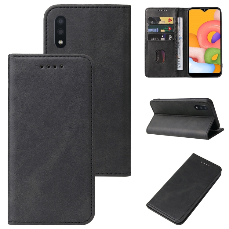 

For Samsung Galaxy A01 Magnetic Closure Leather Phone Case(Black)