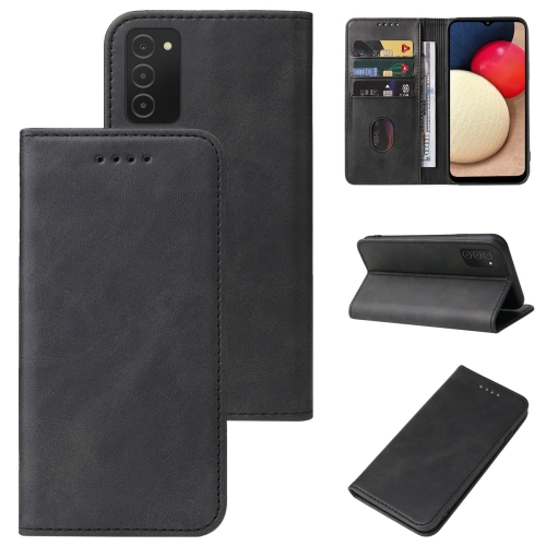 

For Samsung Galaxy A02s EU Version Magnetic Closure Leather Phone Case(Black)