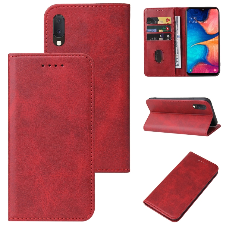 

For Samsung Galaxy A20e Magnetic Closure Leather Phone Case(Red)