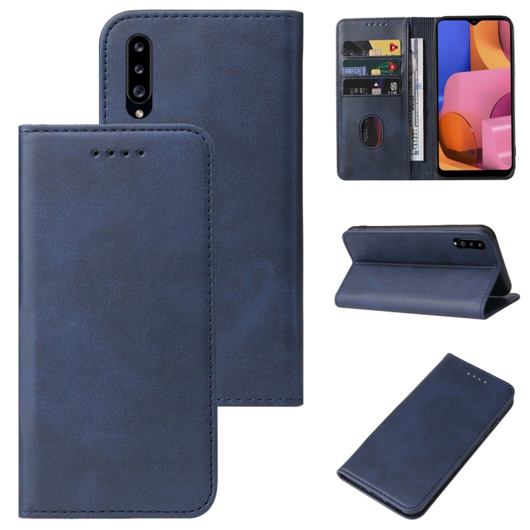 

For Samsung Galaxy A20s Magnetic Closure Leather Phone Case(Blue)