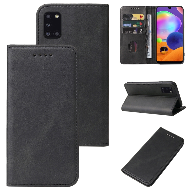 

For Samsung Galaxy A31 Magnetic Closure Leather Phone Case(Black)