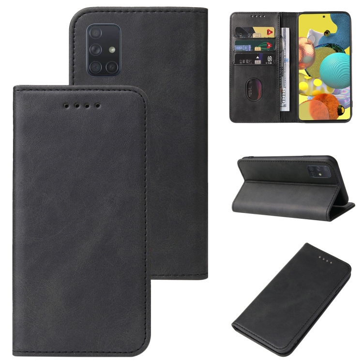 

For Samsung Galaxy A51 5G Magnetic Closure Leather Phone Case(Black)