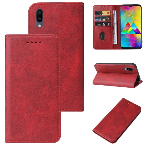 

For Samsung Galaxy M20 Magnetic Closure Leather Phone Case(Red)