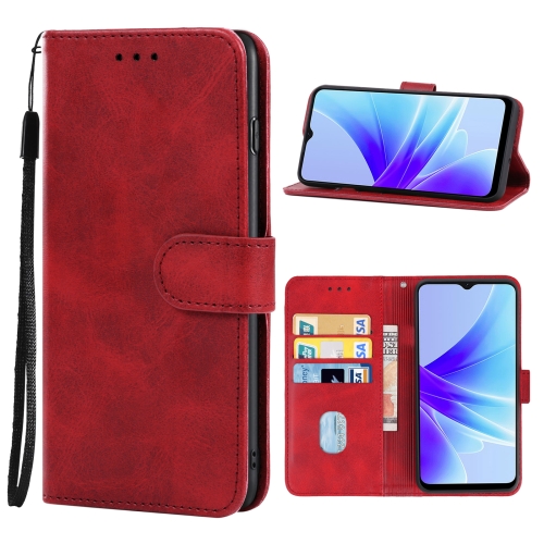

For OPPO A57s Leather Phone Case(Red)