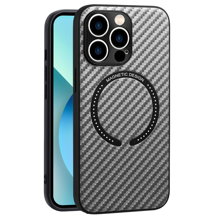

MagSafe Magnetic Carbon Fiber Texture Phone Case For iPhone 12 Pro(Silver Grey)