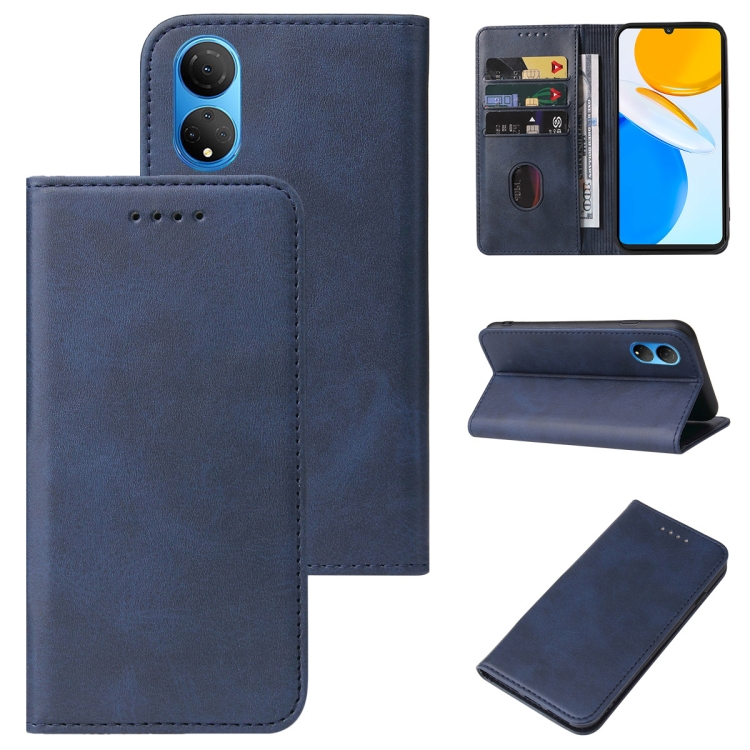 

For Honor X7 Magnetic Closure Leather Phone Case(Blue)