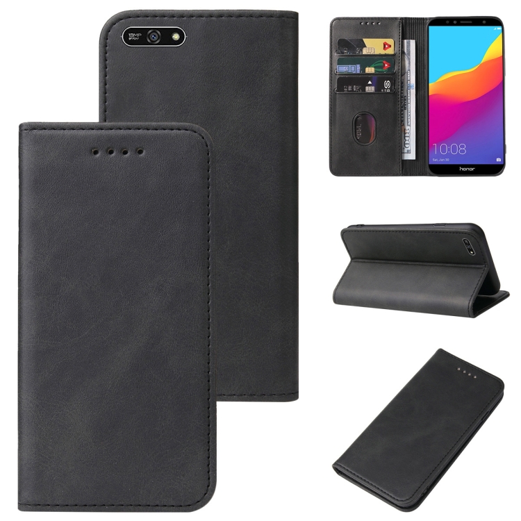 

For Honor 7A Pro Magnetic Closure Leather Phone Case(Black)