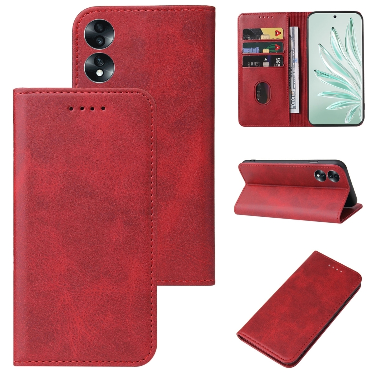

For Honor 70 Magnetic Closure Leather Phone Case(Red)