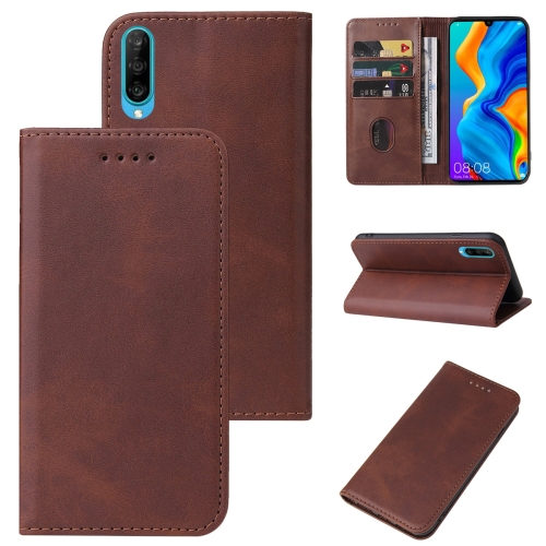 

For Huawei Nova 4e Magnetic Closure Leather Phone Case(Brown)