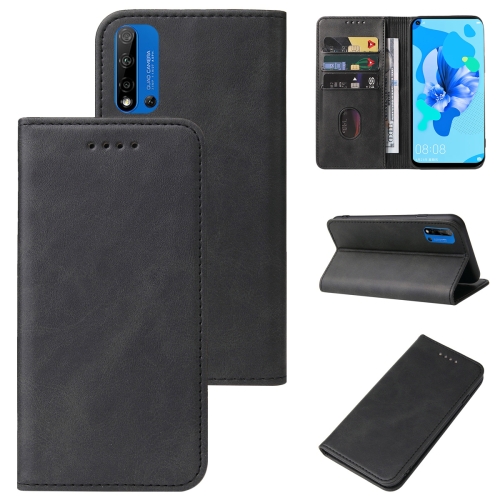 

For Huawei Nova 5i Magnetic Closure Leather Phone Case(Black)