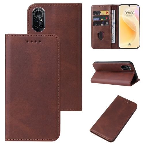 

For Huawei Nova 8 Magnetic Closure Leather Phone Case(Brown)