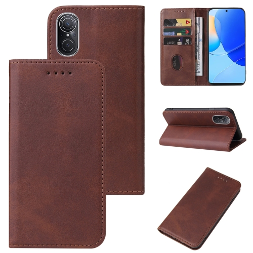 

For Huawei Nova 9 SE Magnetic Closure Leather Phone Case(Brown)