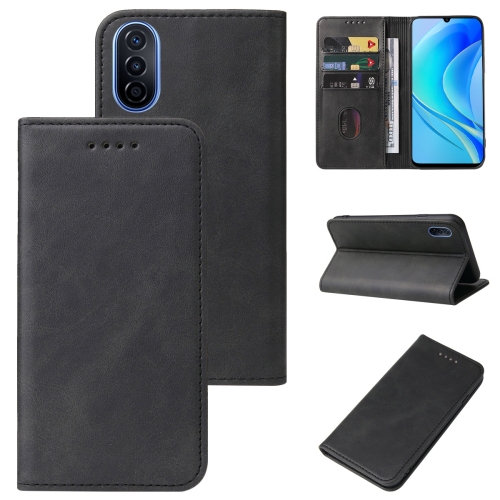 

For Huawei Nova Y70 Magnetic Closure Leather Phone Case(Black)