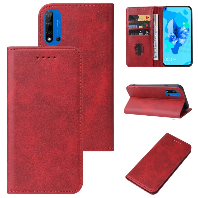 

For Huawei P20 Lite 2019 Magnetic Closure Leather Phone Case(Red)