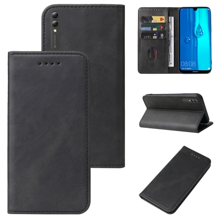 

For Huawei Y Max Magnetic Closure Leather Phone Case(Black)
