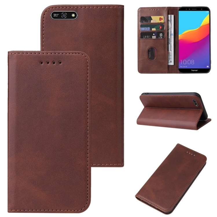 

For Huawei Y7 2018 Magnetic Closure Leather Phone Case(Brown)