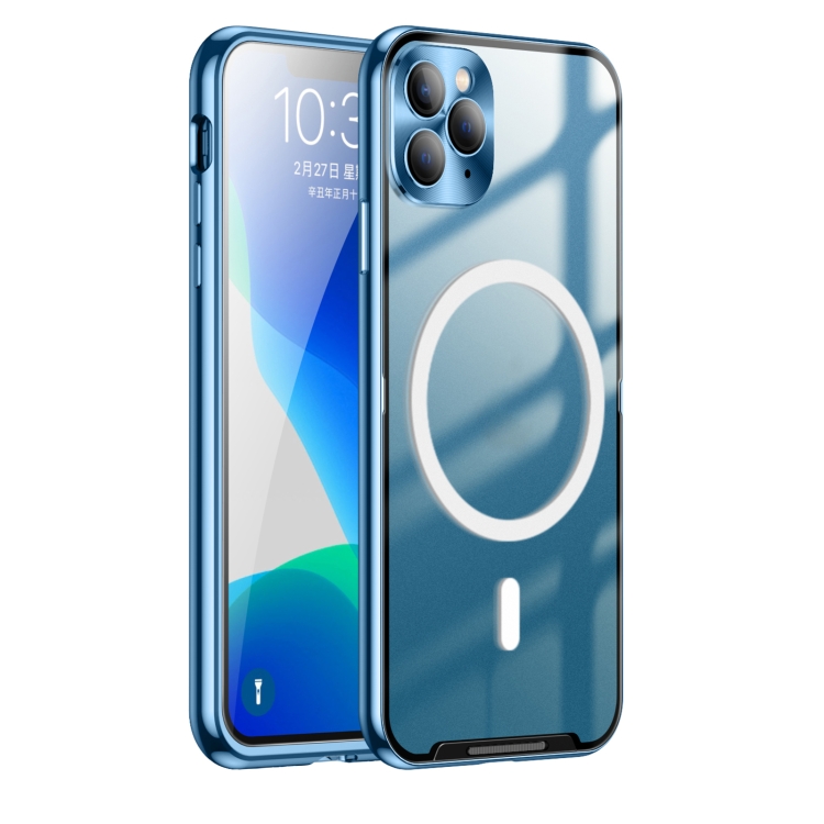 

For iPhone 11 Pro MagSafe Frosted Metal Phone Case (Blue)