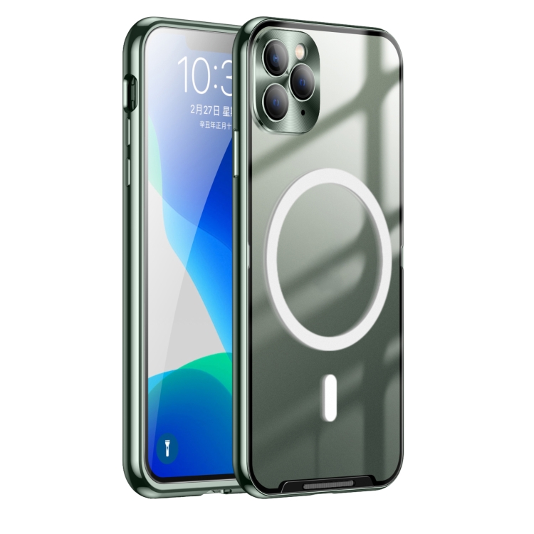 

For iPhone 11 Pro MagSafe Frosted Metal Phone Case (Green)