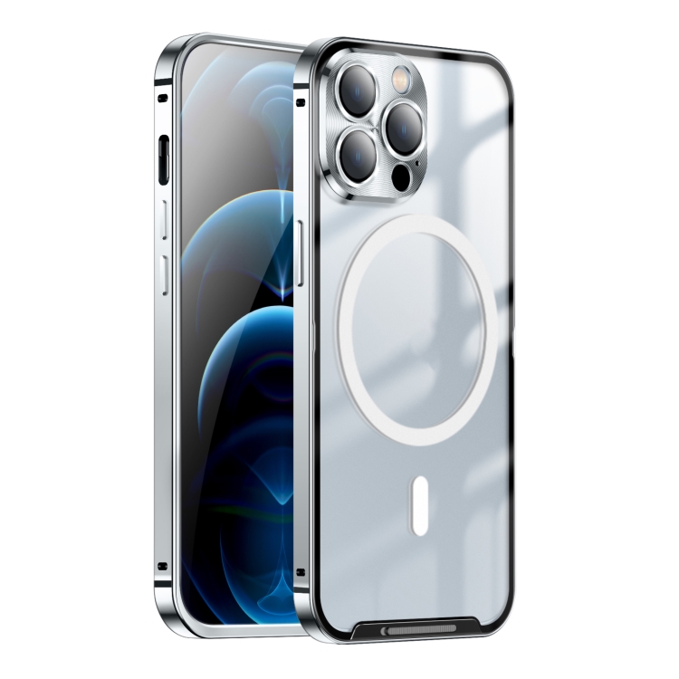

MagSafe Frosted Metal Phone Case For iPhone 12 Pro Max(Silver)