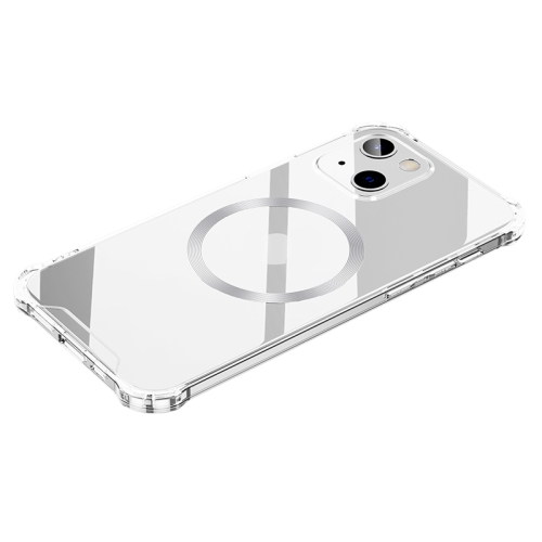 

CD Ring Magnetic Four Corner Airbags Phone Case For iPhone 12(Silver)