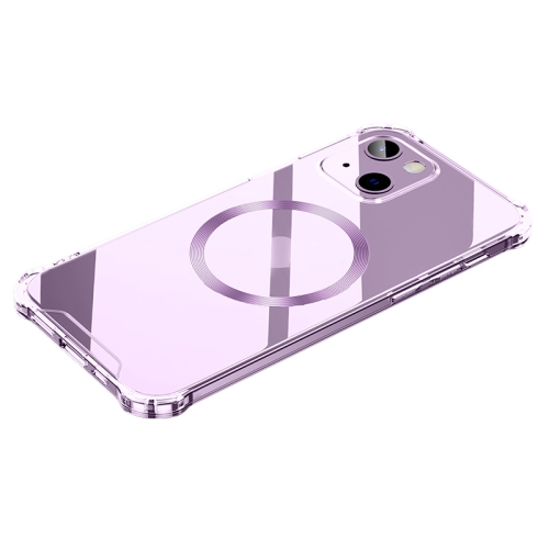 

CD Ring Magnetic Four Corner Airbags Phone Case For iPhone 13(Purple)