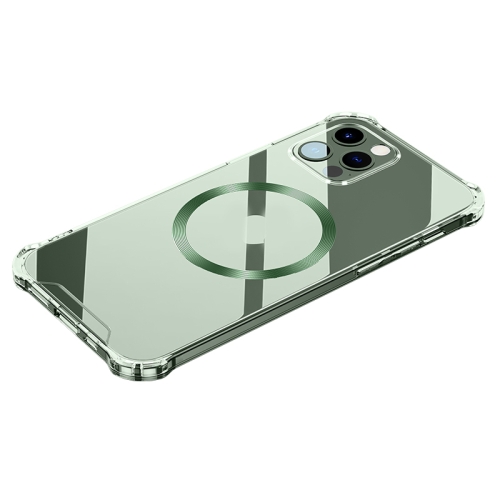 

CD Ring Magnetic Four Corner Airbags Phone Case For iPhone 13 Pro(Green)