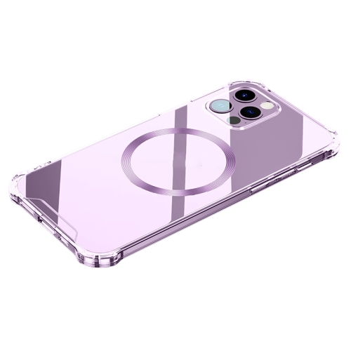 

CD Ring Magnetic Four Corner Airbags Phone Case For iPhone 13 Pro Max(Purple)