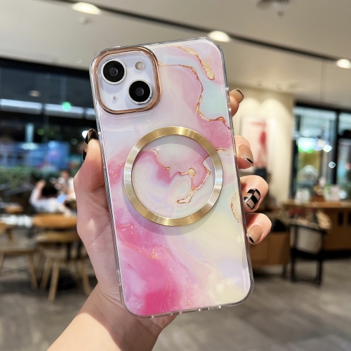 

For iPhone 13 Gilt Marble Magsafe Phone Case(Pink)